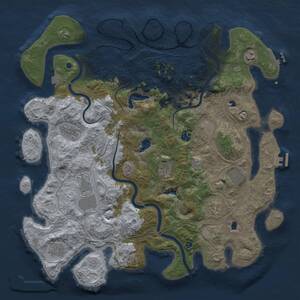 Thumbnail Rust Map: Procedural Map, Size: 4500, Seed: 1074896492, 16 Monuments