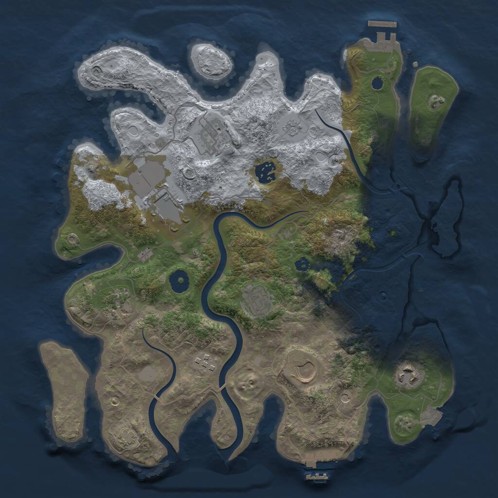 Rust Map: Procedural Map, Size: 3500, Seed: 1462079463, 14 Monuments