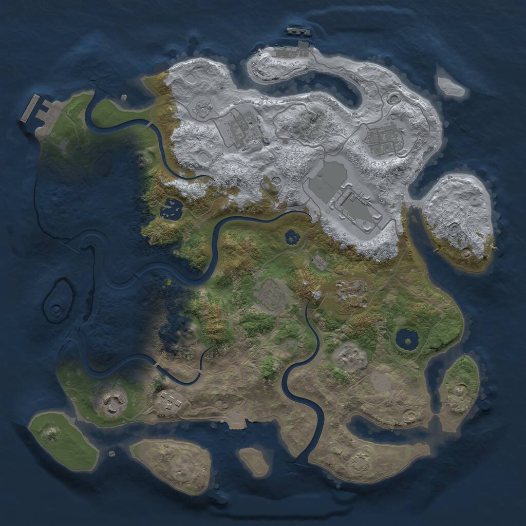 Rust Map: Procedural Map, Size: 3500, Seed: 1206073079, 14 Monuments