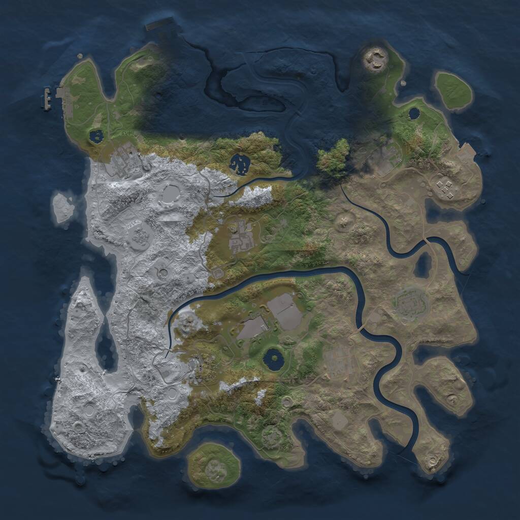 Rust Map: Procedural Map, Size: 3750, Seed: 515646677, 16 Monuments