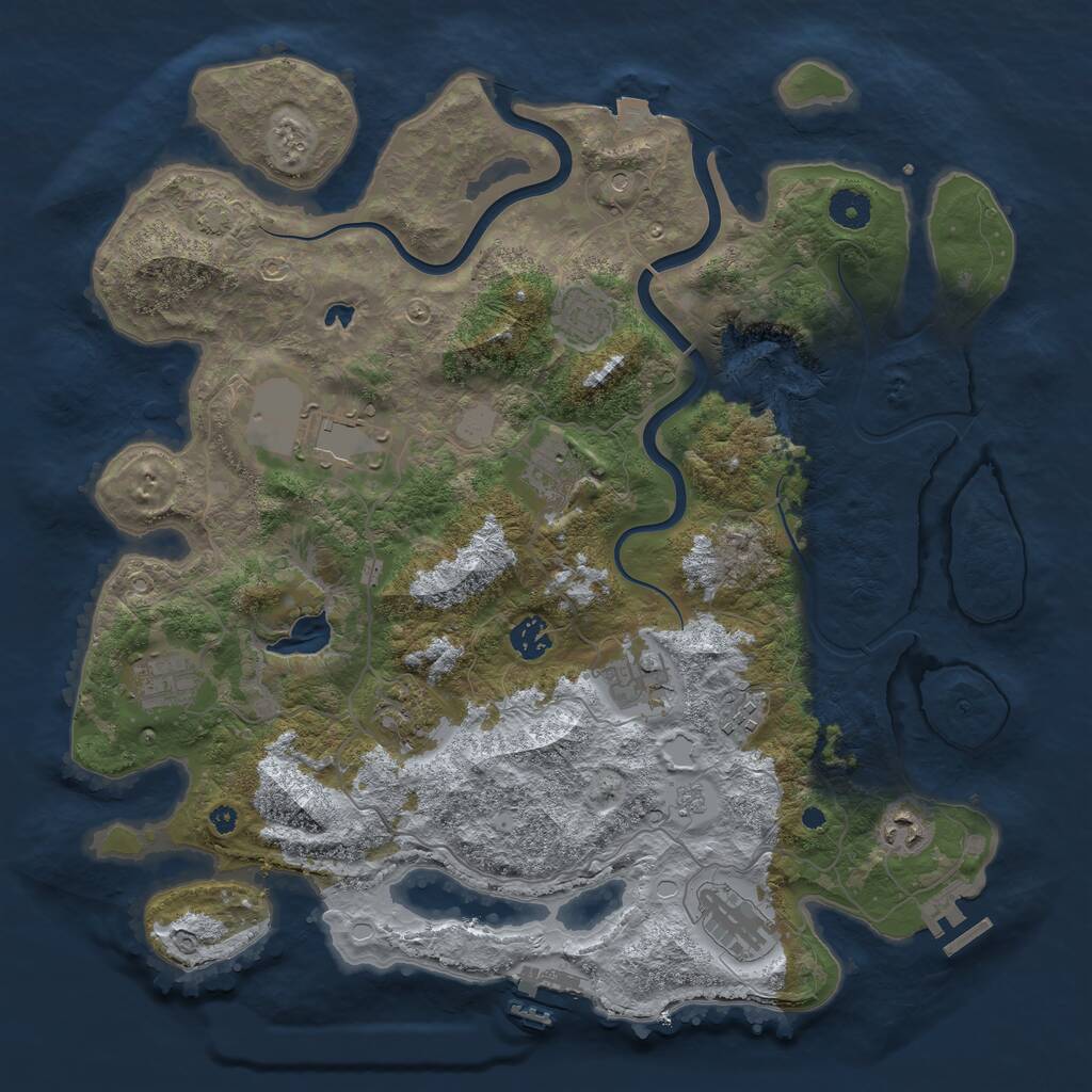 Rust Map: Procedural Map, Size: 4000, Seed: 912920, 16 Monuments