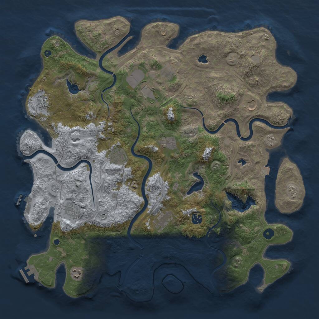 Rust Map: Procedural Map, Size: 4500, Seed: 372124167, 17 Monuments