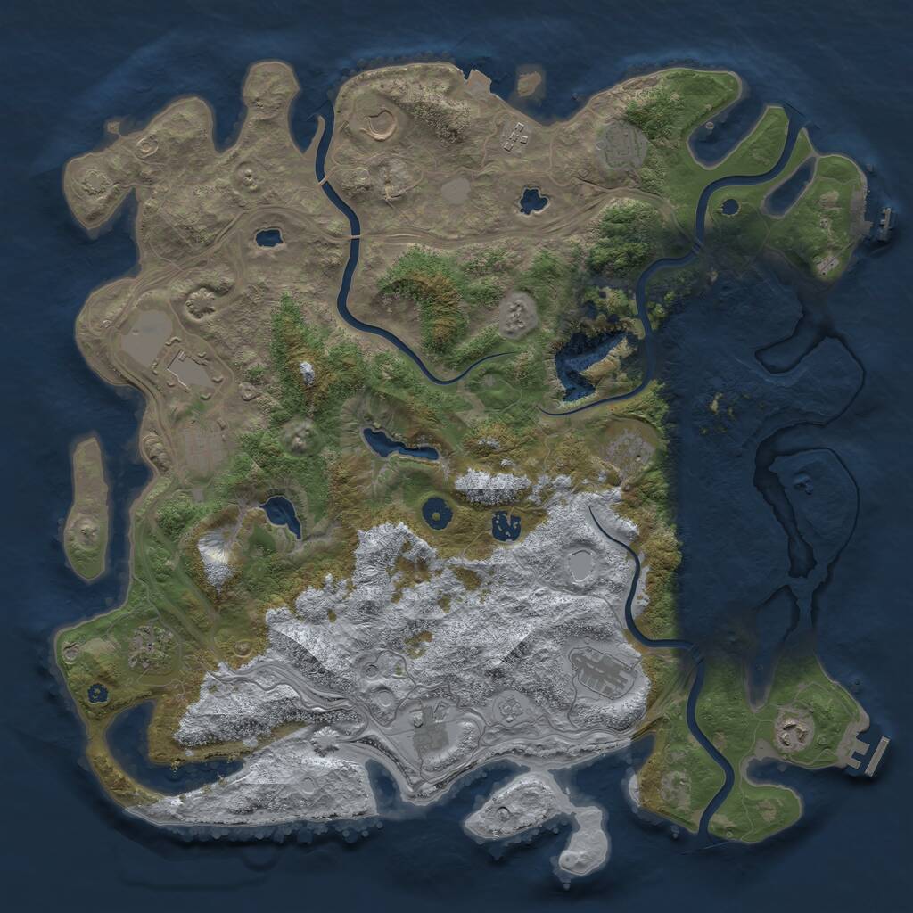 Rust Map: Procedural Map, Size: 4500, Seed: 947936451, 17 Monuments
