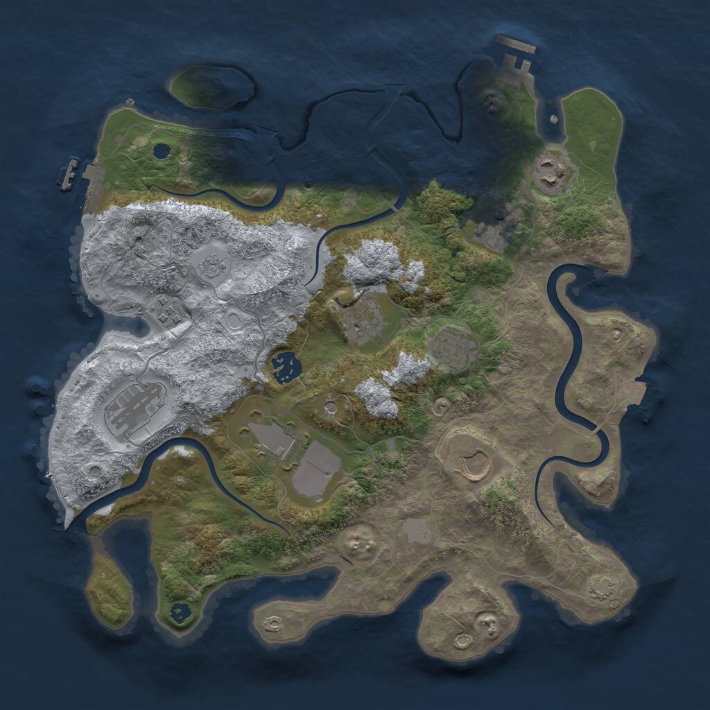 Rust Map: Procedural Map, Size: 3500, Seed: 1092650131, 15 Monuments