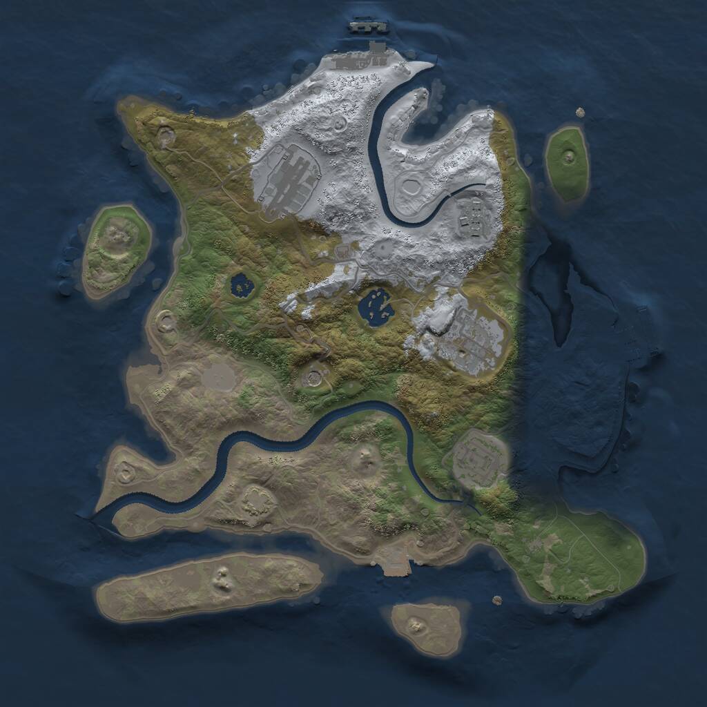 Rust Map: Procedural Map, Size: 3000, Seed: 443275031, 10 Monuments