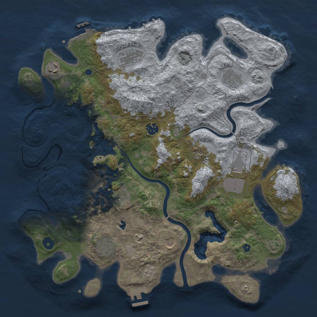 Rust Map: Procedural Map, Size: 4000, Seed: 445025947, 16 Monuments