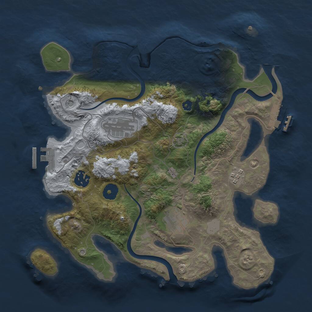 Rust Map: Procedural Map, Size: 3000, Seed: 1433120222, 9 Monuments
