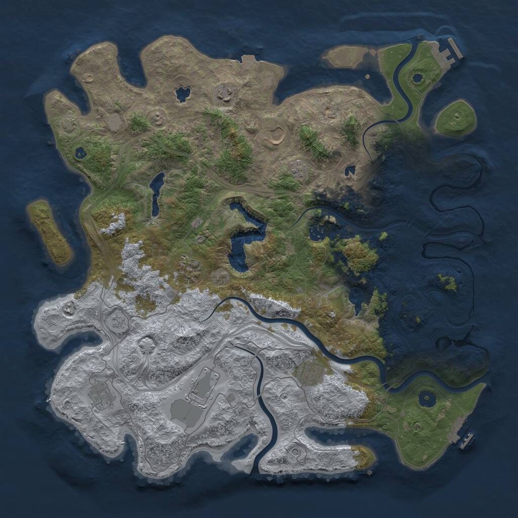 Rust Map: Procedural Map, Size: 4500, Seed: 815211072, 14 Monuments