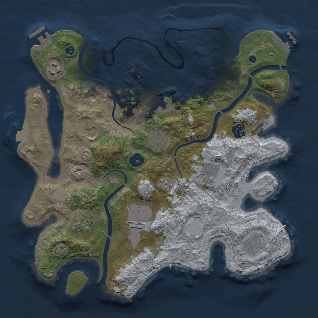 Rust Map: Procedural Map, Size: 3500, Seed: 596101223, 16 Monuments