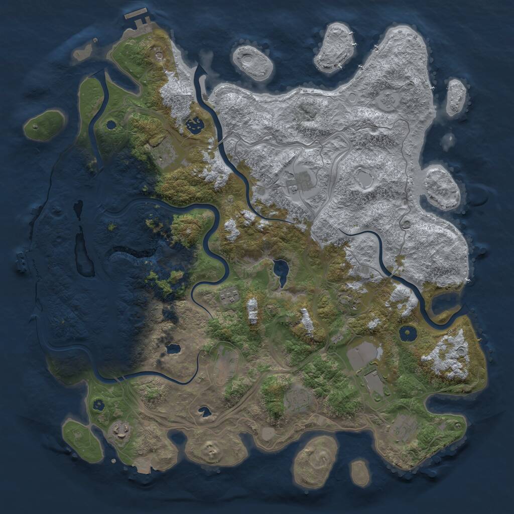 Rust Map: Procedural Map, Size: 4500, Seed: 829473, 16 Monuments