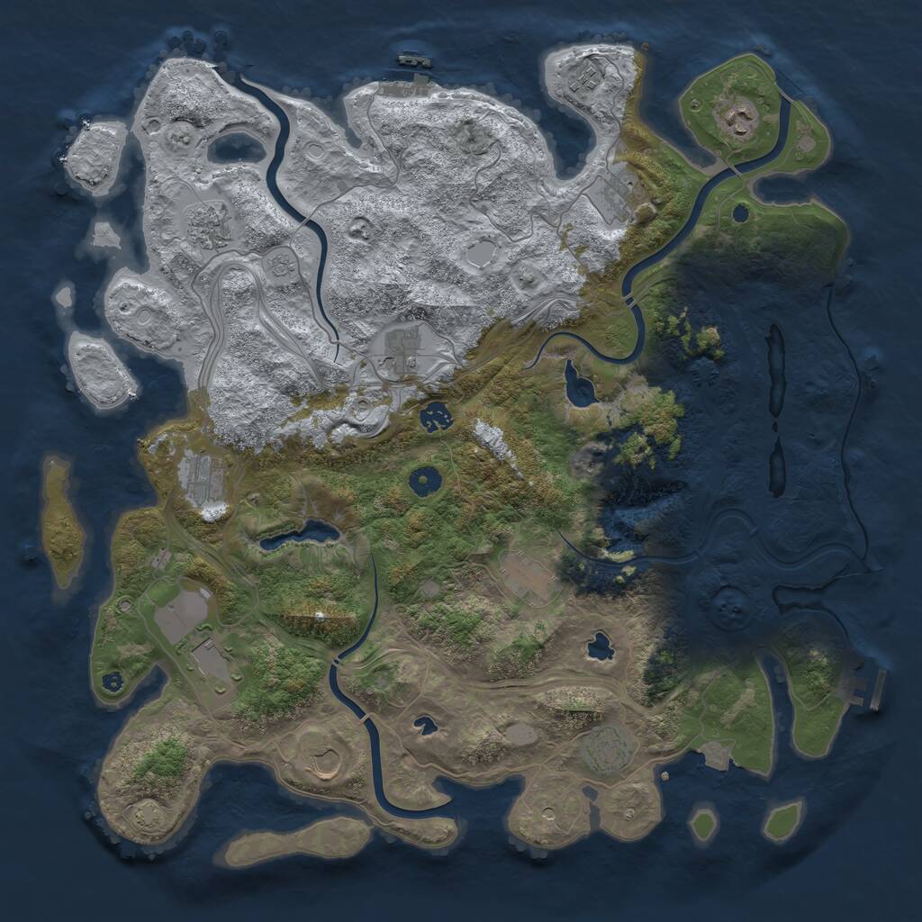 Rust Map: Procedural Map, Size: 4500, Seed: 1922766956, 17 Monuments