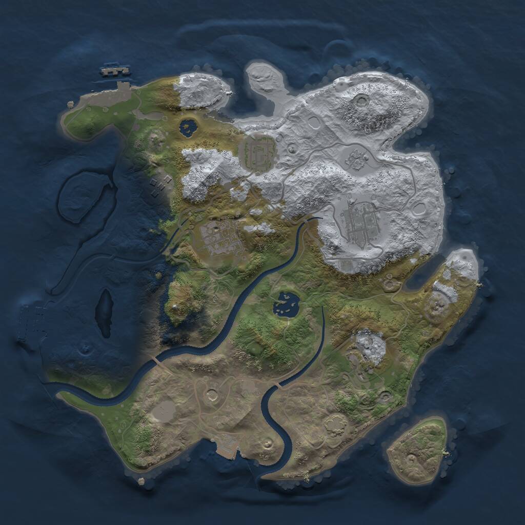 Rust Map: Procedural Map, Size: 3000, Seed: 1026416771, 12 Monuments