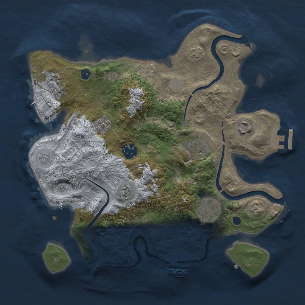 Rust Map: Procedural Map, Size: 3000, Seed: 1228058057, 12 Monuments