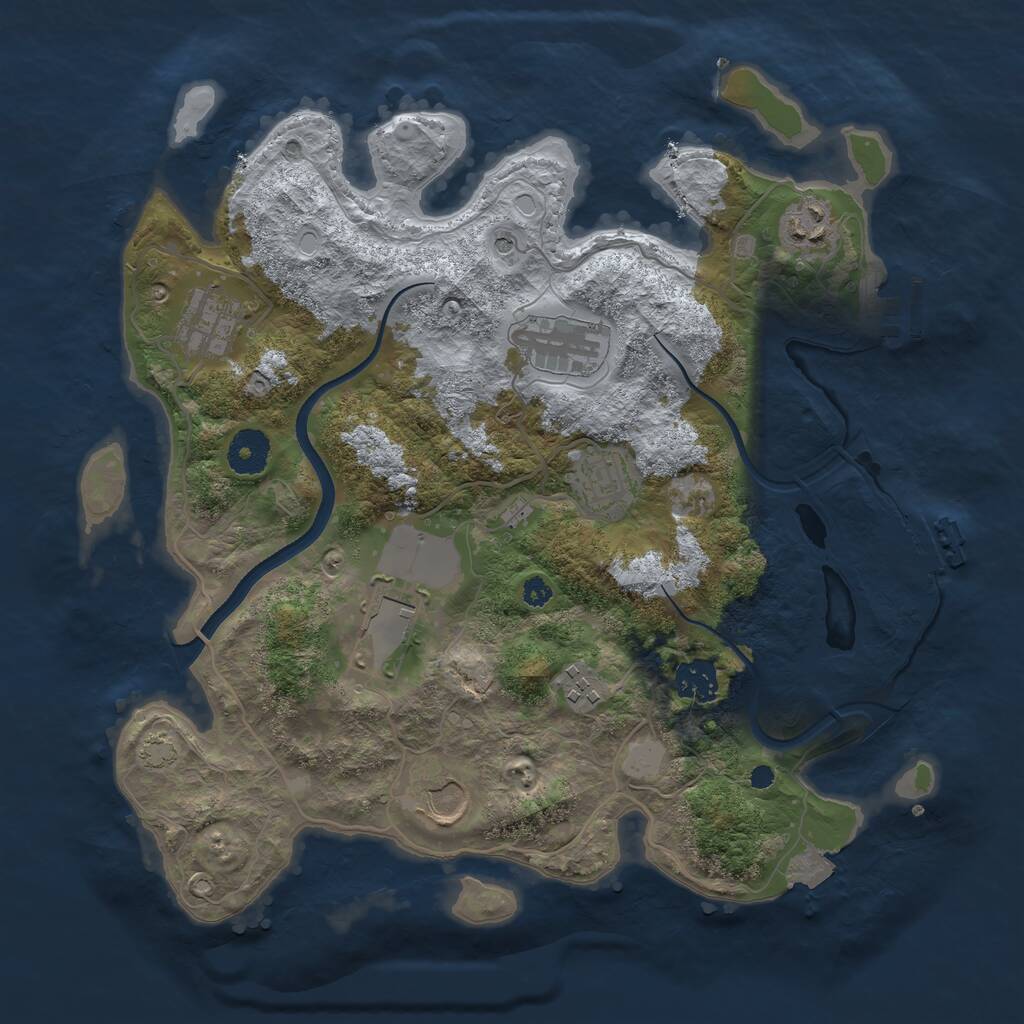 Rust Map: Procedural Map, Size: 3500, Seed: 659822458, 13 Monuments
