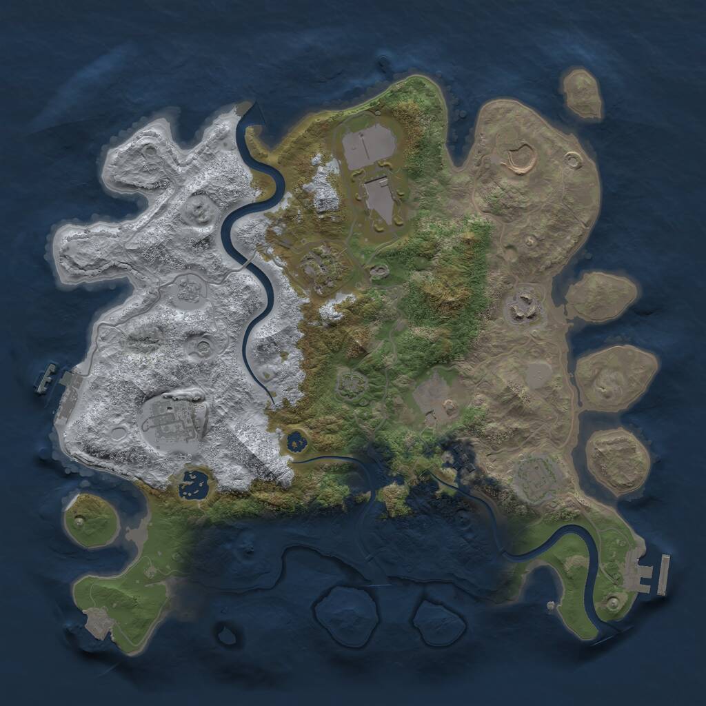Rust Map: Procedural Map, Size: 3500, Seed: 91654753, 15 Monuments