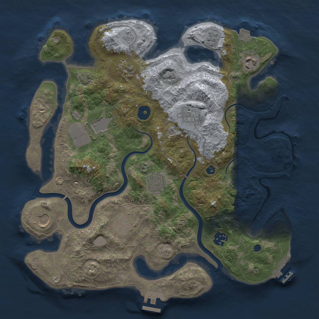 Rust Map: Procedural Map, Size: 3500, Seed: 426341628, 15 Monuments