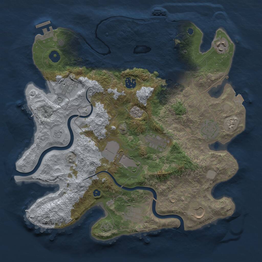 Rust Map: Procedural Map, Size: 3500, Seed: 55804619, 16 Monuments