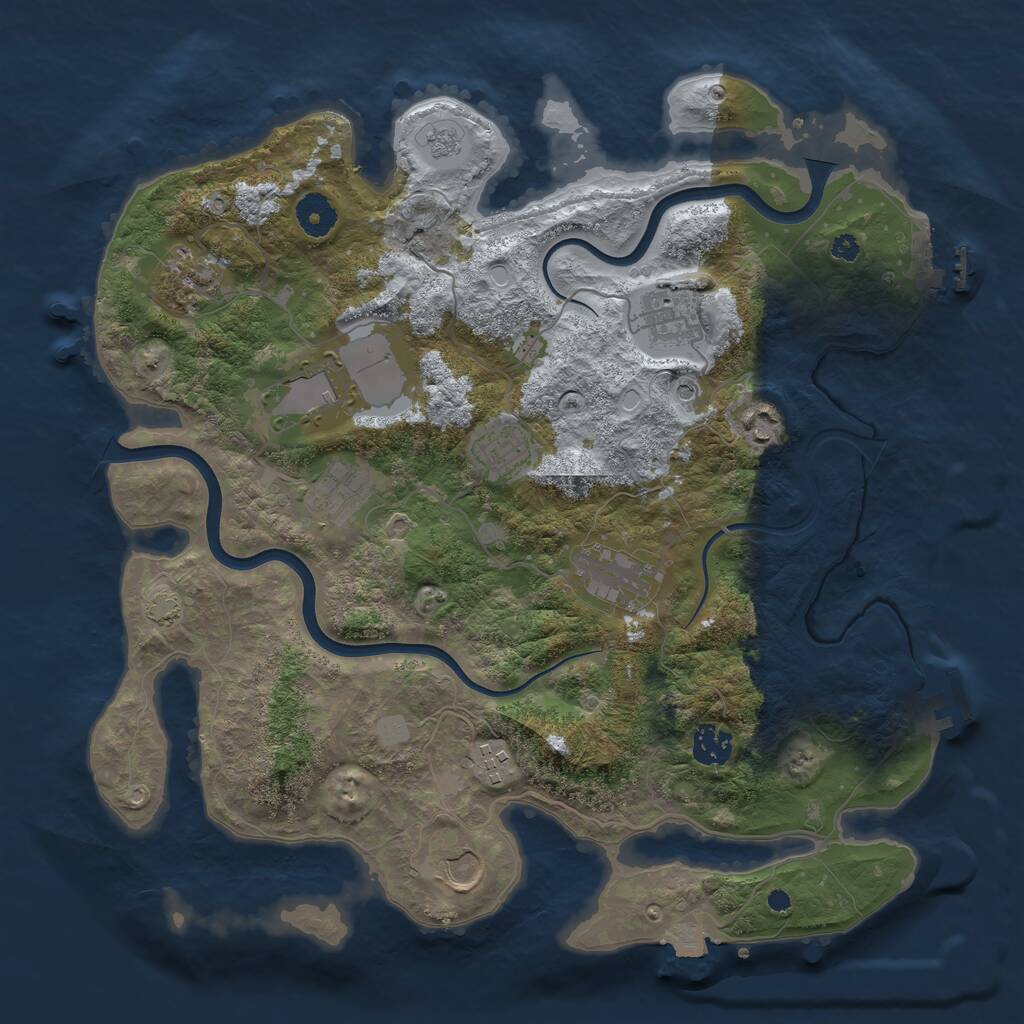 Rust Map: Procedural Map, Size: 3750, Seed: 1932072707, 16 Monuments