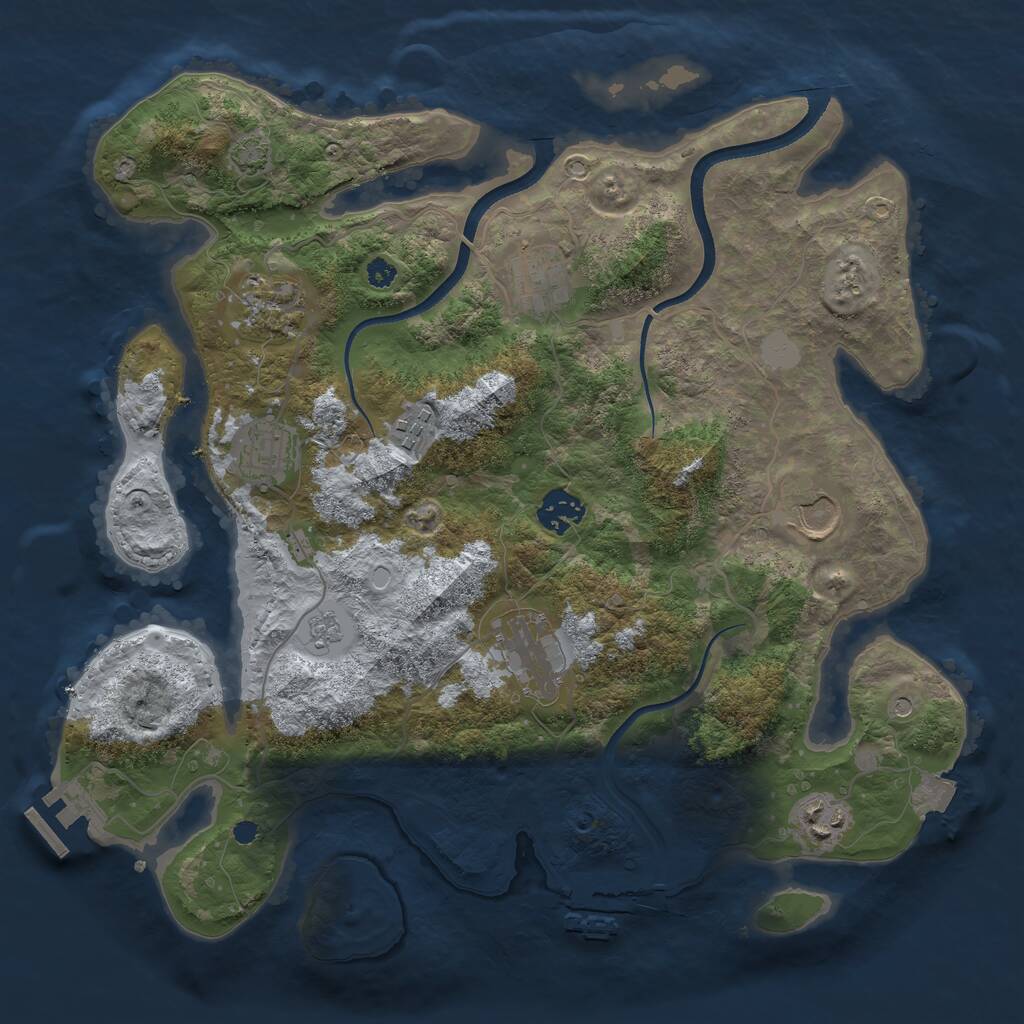 Rust Map: Procedural Map, Size: 3500, Seed: 6141284, 14 Monuments