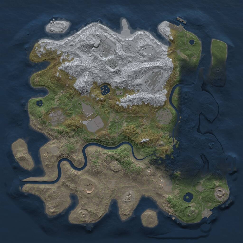 Rust Map: Procedural Map, Size: 3750, Seed: 1086556145, 16 Monuments