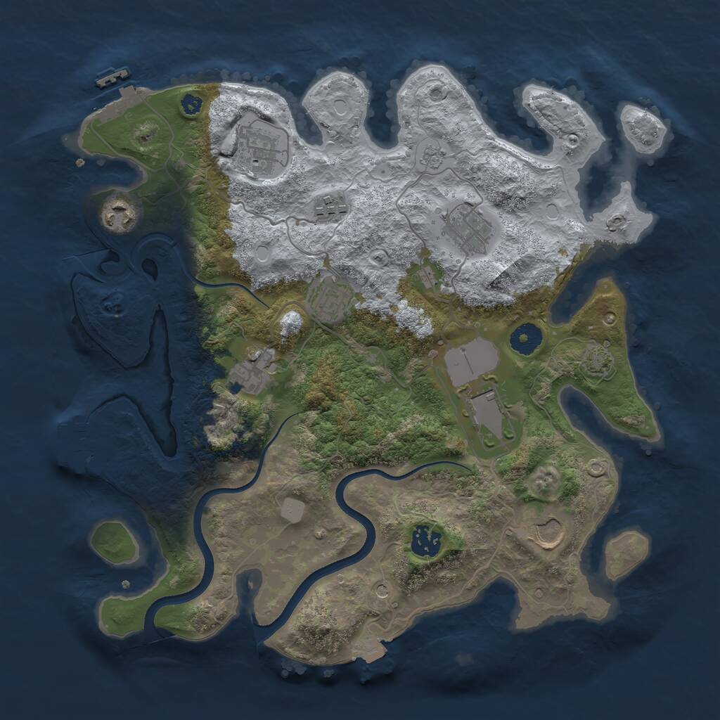 Rust Map: Procedural Map, Size: 3500, Seed: 394361037, 15 Monuments