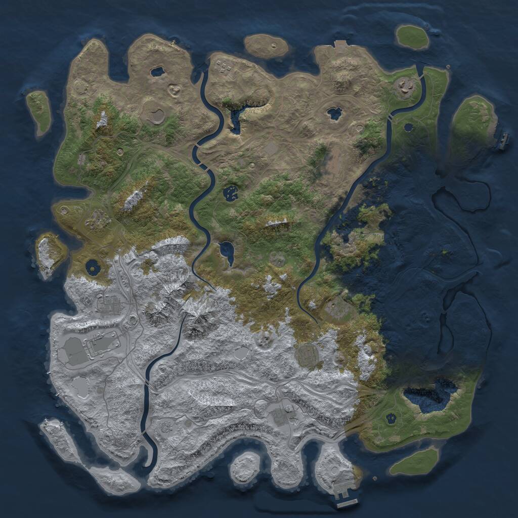 Rust Map: Procedural Map, Size: 5000, Seed: 675134672, 17 Monuments
