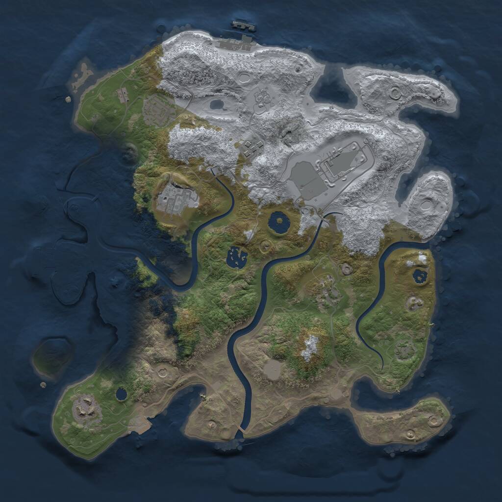 Rust Map: Procedural Map, Size: 3500, Seed: 482830632, 13 Monuments