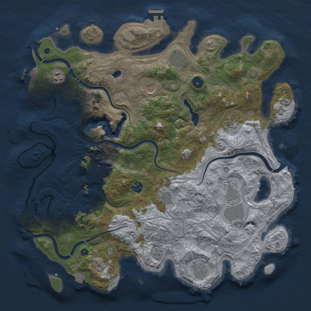 Rust Map: Procedural Map, Size: 4250, Seed: 895955078, 16 Monuments