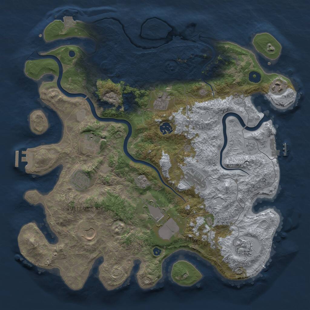 Rust Map: Procedural Map, Size: 3850, Seed: 19288815, 16 Monuments