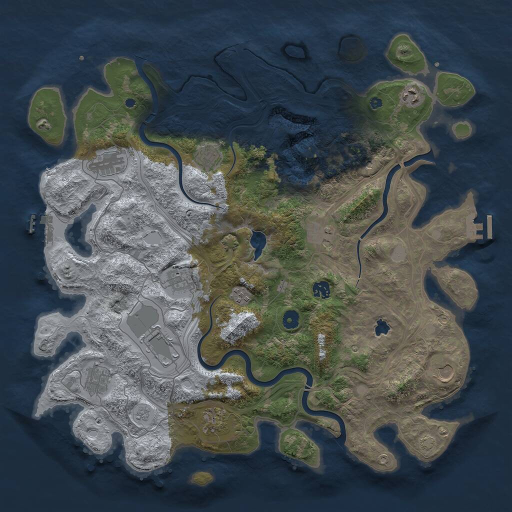 Rust Map: Procedural Map, Size: 4300, Seed: 901850643, 17 Monuments