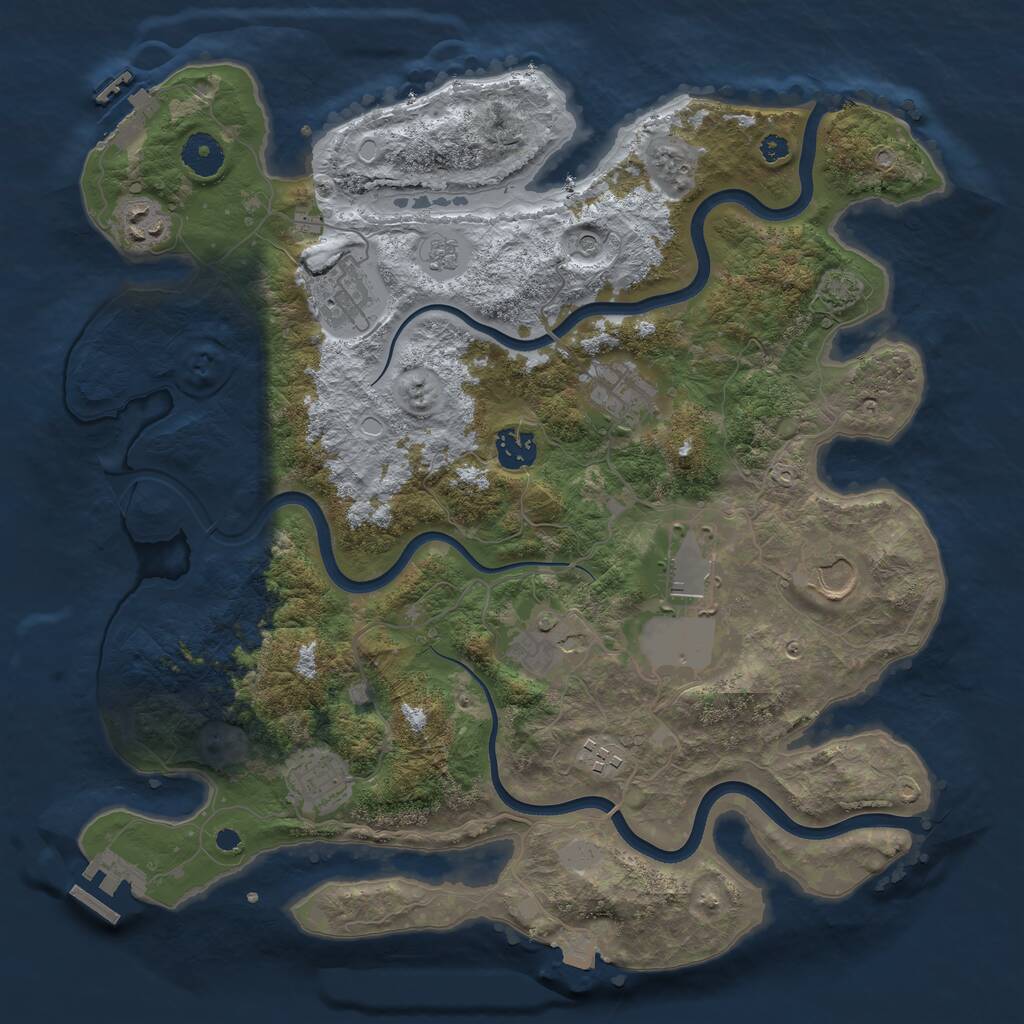 Rust Map: Procedural Map, Size: 3700, Seed: 1657076939, 15 Monuments