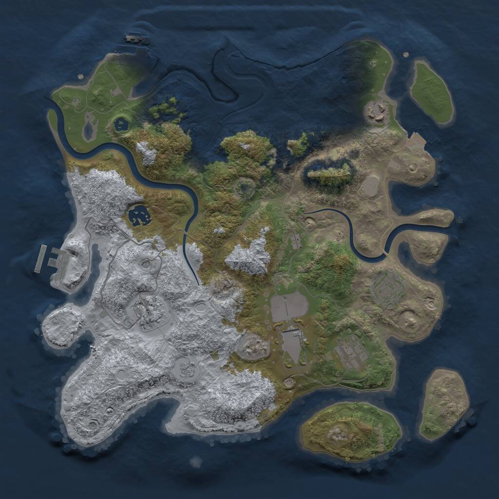 Rust Map: Procedural Map, Size: 3500, Seed: 529400476, 13 Monuments