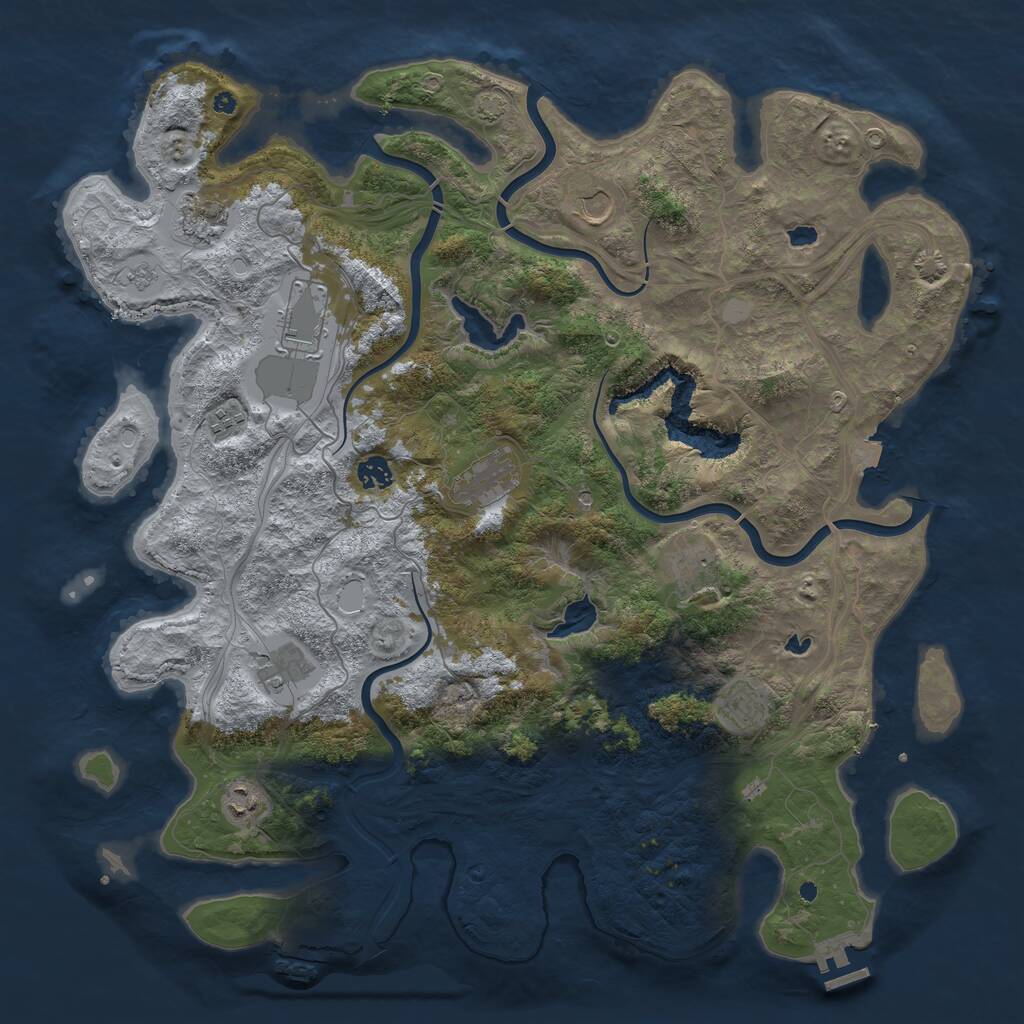 Rust Map: Procedural Map, Size: 4500, Seed: 637015641, 16 Monuments