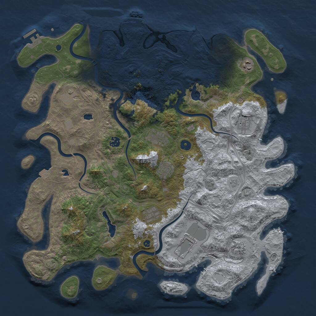 Rust Map: Procedural Map, Size: 4500, Seed: 179696354, 16 Monuments