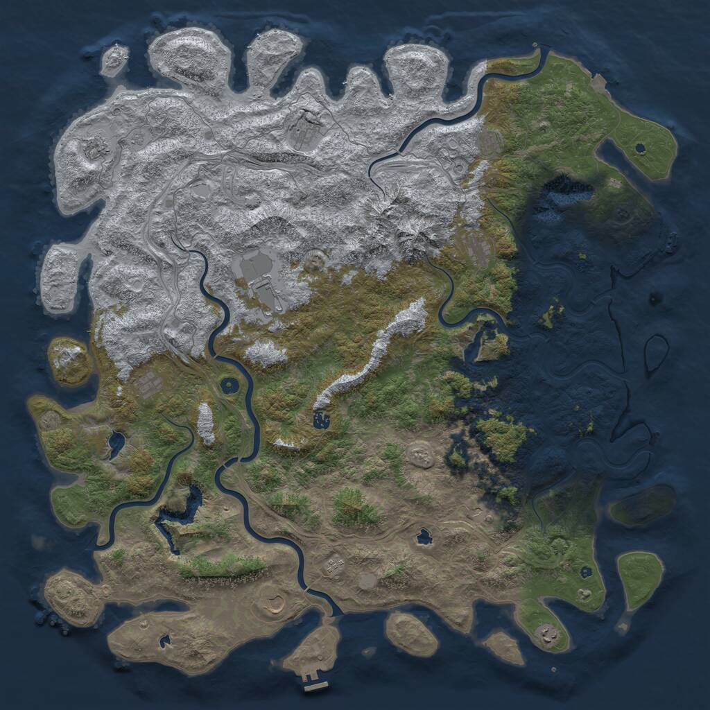 Rust Map: Procedural Map, Size: 6000, Seed: 514171691, 17 Monuments
