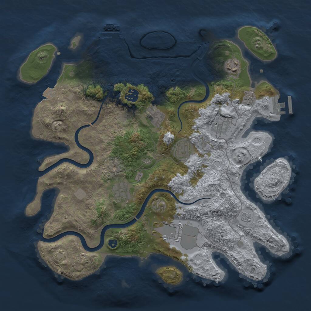 Rust Map: Procedural Map, Size: 3500, Seed: 1729134201, 14 Monuments