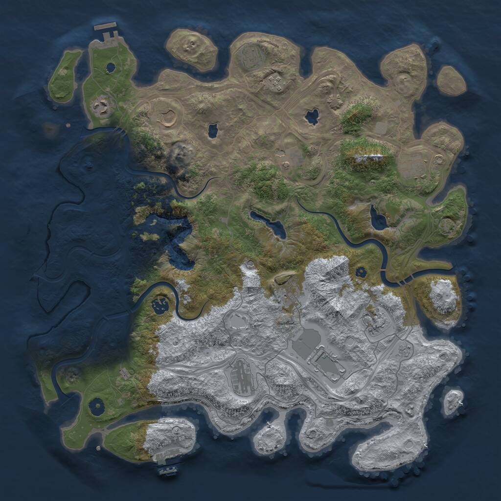 Rust Map: Procedural Map, Size: 4500, Seed: 57441155, 17 Monuments