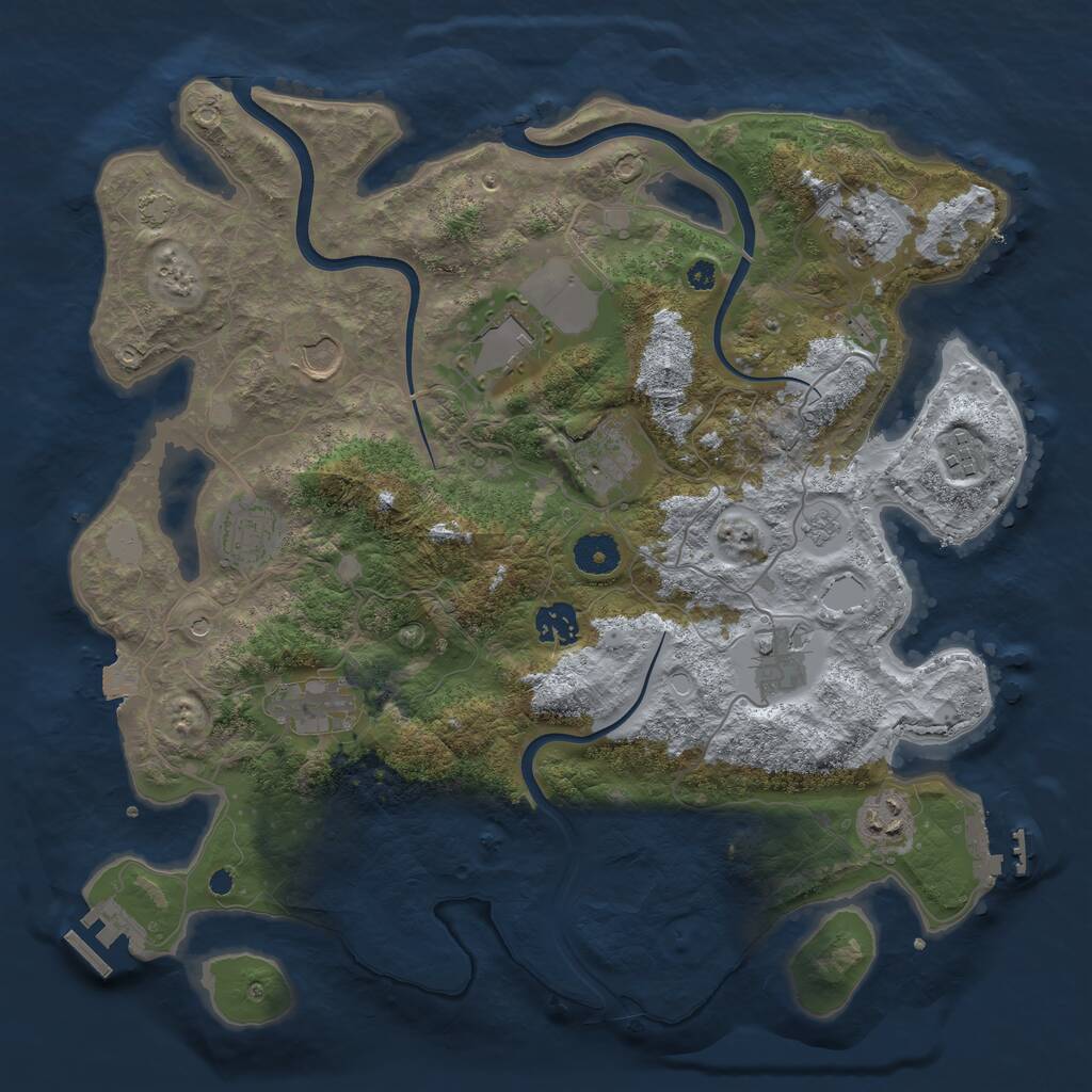 Rust Map: Procedural Map, Size: 3750, Seed: 1054067676, 16 Monuments