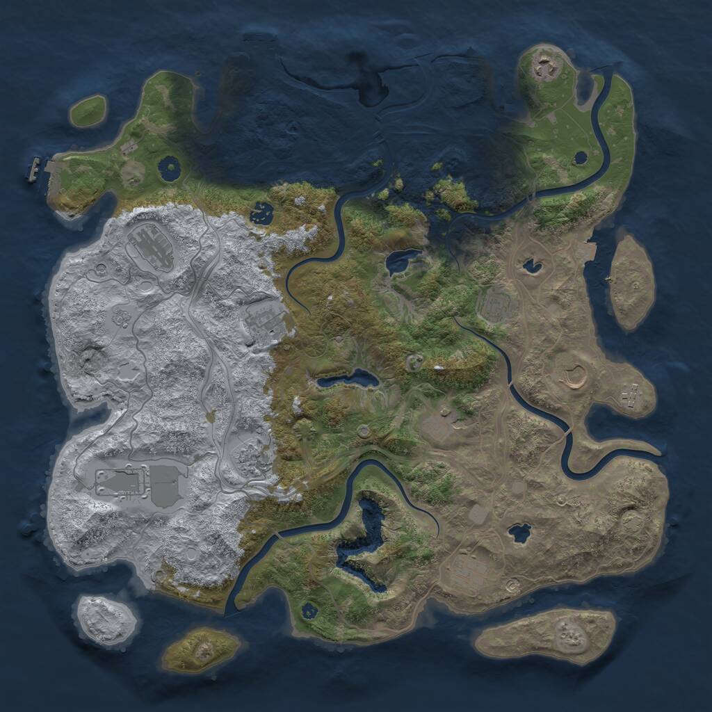 Rust Map: Procedural Map, Size: 4500, Seed: 97065128, 17 Monuments