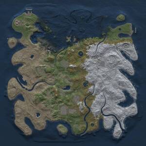 Thumbnail Rust Map: Procedural Map, Size: 4500, Seed: 2051091615, 15 Monuments