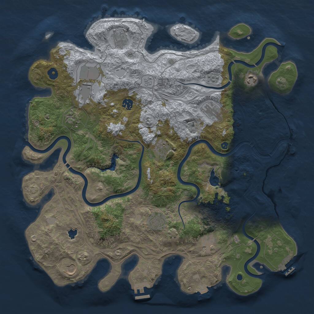 Rust Map: Procedural Map, Size: 4300, Seed: 579980570, 17 Monuments