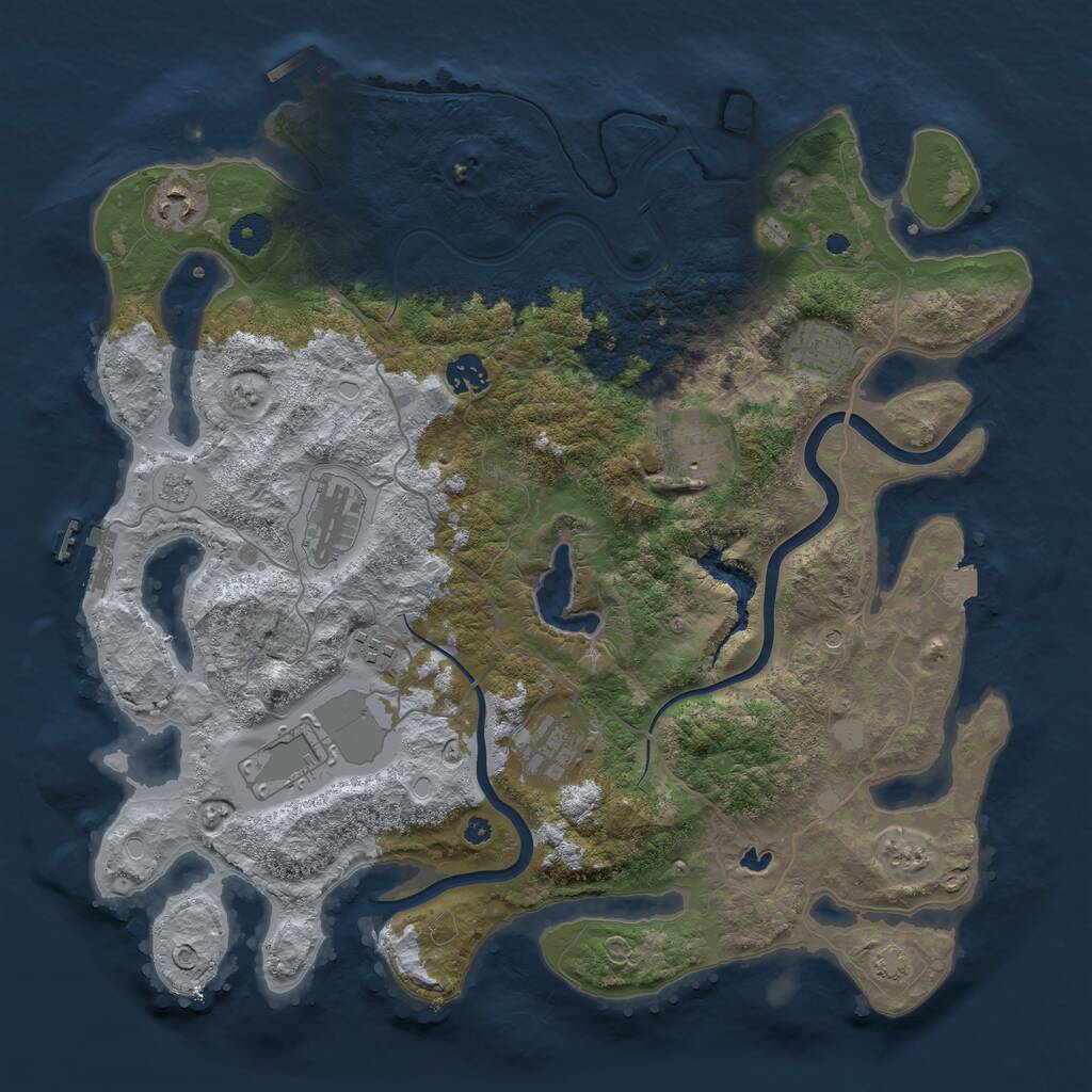 Rust Map: Procedural Map, Size: 4000, Seed: 1149951947, 14 Monuments