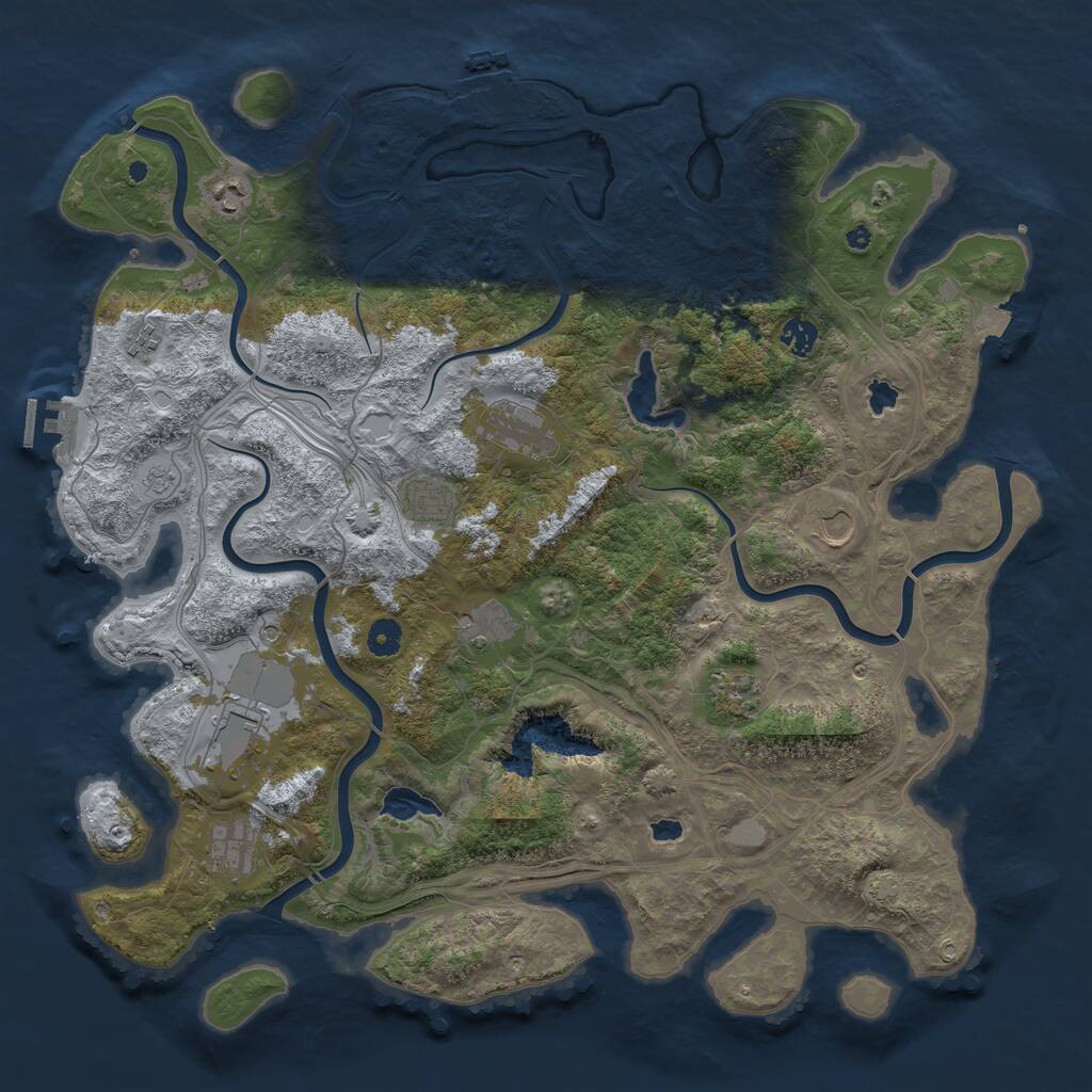 Rust Map: Procedural Map, Size: 4500, Seed: 14304301, 16 Monuments