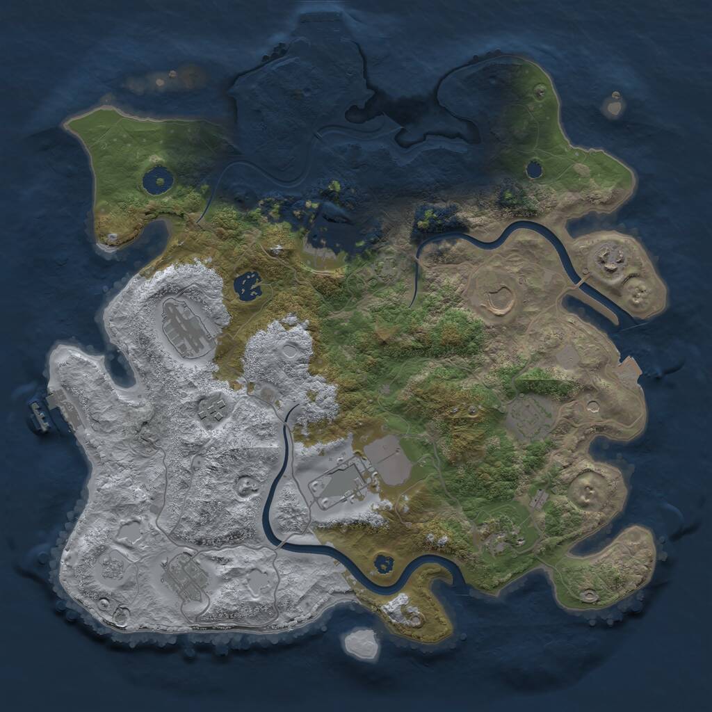 Rust Map: Procedural Map, Size: 3700, Seed: 948378177, 16 Monuments