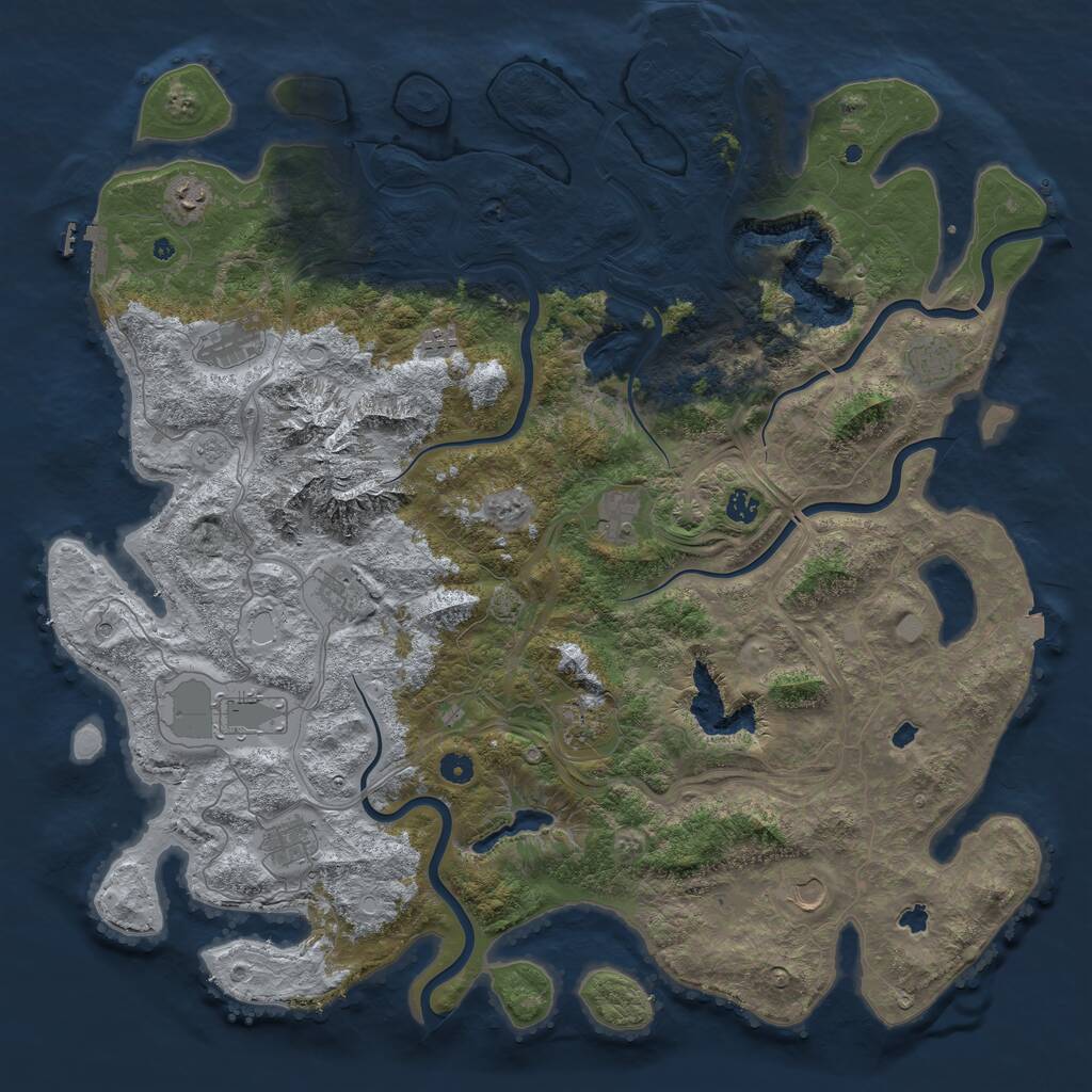 Rust Map: Procedural Map, Size: 5000, Seed: 305583847, 17 Monuments