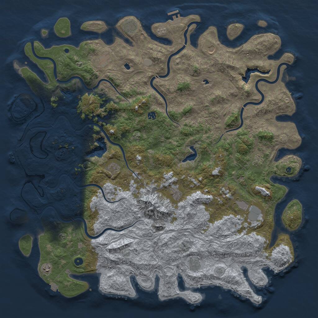 Rust Map: Procedural Map, Size: 5700, Seed: 745545669, 17 Monuments