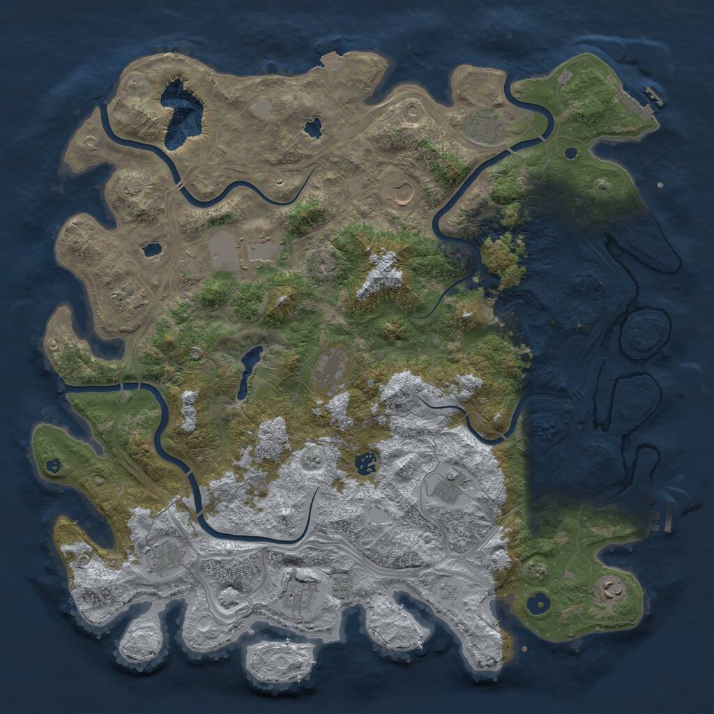 Rust Map: Procedural Map, Size: 4800, Seed: 985671476, 17 Monuments