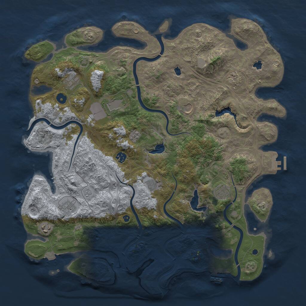 Rust Map: Procedural Map, Size: 4500, Seed: 1067032964, 16 Monuments