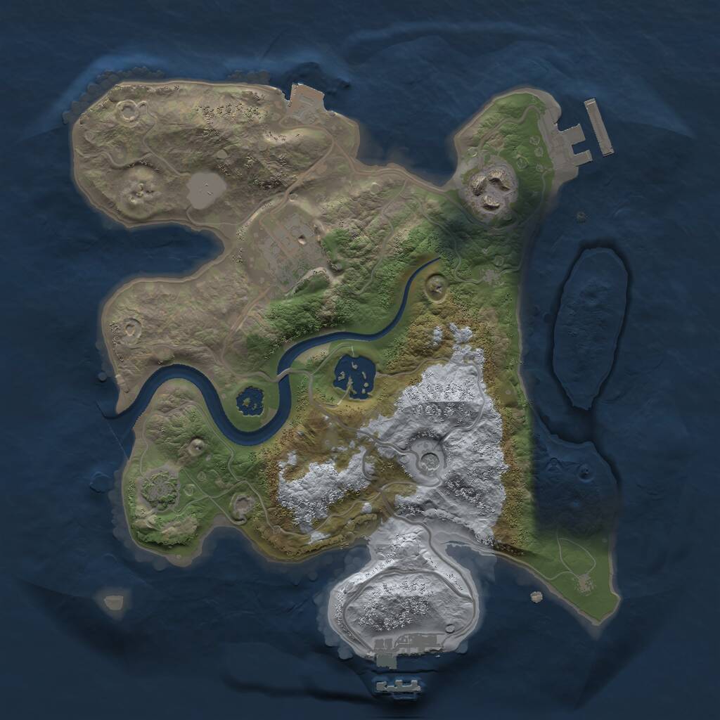 Rust Map: Procedural Map, Size: 2500, Seed: 2067595913, 8 Monuments