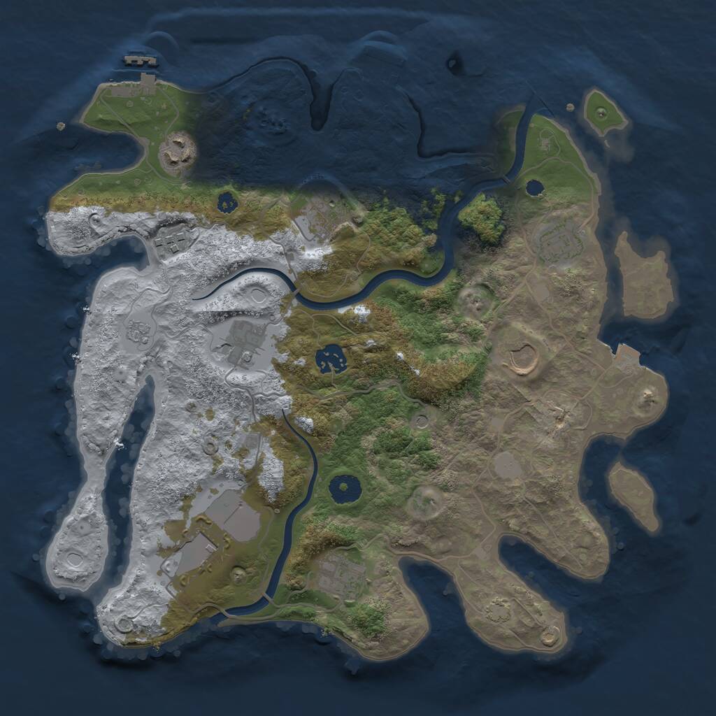 Rust Map: Procedural Map, Size: 3500, Seed: 597812055, 15 Monuments